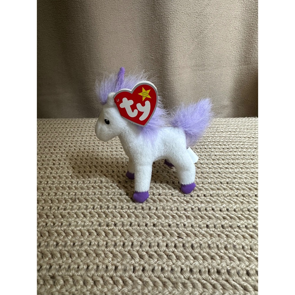 Ty Teenie Beanie Baby Fable the Unicorn 2009 McDonalds Happy Meal White Purple